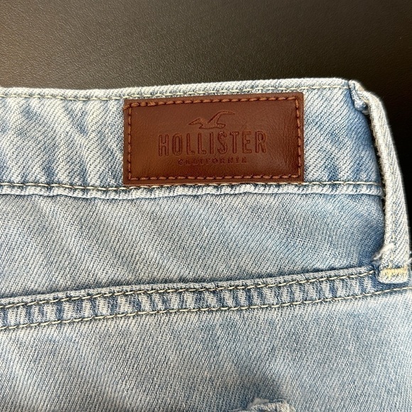 Hollister High Rise Culotte 15S W32 Wide Leg Frayed Hem Cropped Jeans - Picture 6 of 14